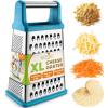 imageSpring Chef Professional Cheese Grater  Stainless Steel XL Size 4 Sides  Perfect Box Grater for Parmesan Cheese Vegetables Ginger  Dishwasher Safe  BlackTeal