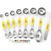 imageSpring Chef Stainless Steel Magnetic Measuring Spoons Set with Strong Magnets Heavy Duty Metal Kitchen Gadgets for Baking ampamp Cooking Fits in Most Kitchen Spice Jars Multicolor Set of 8 with LevelerYellow