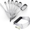 imageSpring Chef Stainless Steel Rectangular Measuring Spoons Set of 7 ampamp Professional Dough Blender Large Black  2 Product Bundle