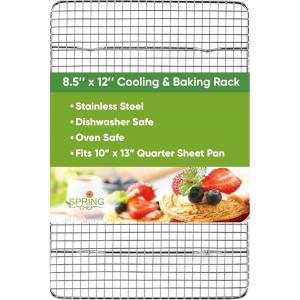 imageSpring Chef 10 x 15 Inch Stainless Steel Cooling Rack for Cooking ampamp Baking  Heavy Duty Cookie Cooling Rack for Kitchen  Oven Safe  Fits Jelly Roll Pan  Dishwasher Safe1 Pack