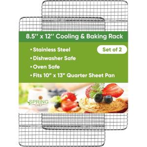 imageSpring Chef 10 x 15 Inch Stainless Steel Cooling Rack for Cooking ampamp Baking  Heavy Duty Cookie Cooling Rack for Kitchen  Oven Safe  Fits Jelly Roll Pan  Dishwasher Safe2 Pack
