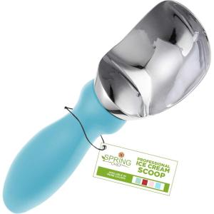imageSpring Chef 188 Stainless Steel Ice Cream Scoop with Soft Grip Handle  Heavy Duty Ice Cream Scooper for Gelato Sorbet Cookie Dough Melon Sundae  Dishwasher Safe Kitchen Tool  BlackBlue Aqua Sky