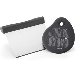 imageSpring Chef Dough Bench Scraper for Baking with Markings  Stainless Steel Kitchen Dough Cutter Tool with Bowl Pastry Scraper for Pizza Bread Pastries  Bench Knife  Dishwasher Safe  BlackGray