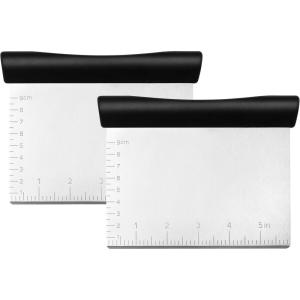 imageSpring Chef Dough Bench Scraper for Baking with Markings  Stainless Steel Kitchen Dough Cutter Tool with Bowl Pastry Scraper for Pizza Bread Pastries  Bench Knife  Dishwasher Safe  BlackBlack