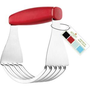 imageSpring Chef Dough Blender For Baking Heavy Duty Dough Cutter Tool Stainless Steel Pastry Cutter Tool with Sharp ampamp Sturdy Blades Pastry Blender for Easy Mixing Dishwasher Safe  XL Size  BlackRed