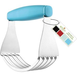 imageSpring Chef Dough Blender For Baking Heavy Duty Dough Cutter Tool Stainless Steel Pastry Cutter Tool with Sharp ampamp Sturdy Blades Pastry Blender for Easy Mixing Dishwasher Safe  XL Size  BlackBlue Aqua Sky