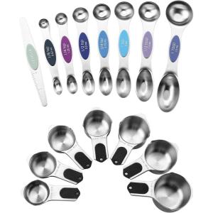 imageSpring Chef Dual Sided Magnetic Measuring Spoons Set Winter Frost Set of 8 ampamp Stainless Steel Magnetic Measuring Cups Set of 7 Black  2 Product Bundle