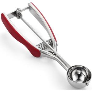 imageSpring Chef Extra Large Cookie Scoop 188 Stainless Steel Melon Baller Scoop Spring Loaded Trigger Release for Cookie Dough Ice Cream Meatball Cupcake 55 tablespoon tbsp portion 10 BlackRed