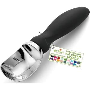 imageSpring Chef Ice Cream Scoop with Soft Grip Handle Professional Heavy Duty Sturdy Scooper Premium Kitchen Tool for Cookie Dough Gelato Sorbet MangoBlack