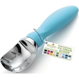 imageSpring Chef Ice Cream Scoop with Soft Grip Handle Professional Heavy Duty Sturdy Scooper Premium Kitchen Tool for Cookie Dough Gelato Sorbet MangoBlue Aqua Sky