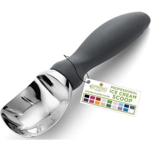 imageSpring Chef Ice Cream Scoop with Soft Grip Handle Professional Heavy Duty Sturdy Scooper Premium Kitchen Tool for Cookie Dough Gelato Sorbet MangoGray
