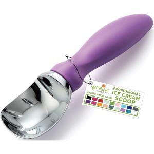 imageSpring Chef Ice Cream Scoop with Soft Grip Handle Professional Heavy Duty Sturdy Scooper Premium Kitchen Tool for Cookie Dough Gelato Sorbet MangoOrchid