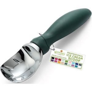 imageSpring Chef Ice Cream Scoop with Soft Grip Handle Professional Heavy Duty Sturdy Scooper Premium Kitchen Tool for Cookie Dough Gelato Sorbet MangoPine Green
