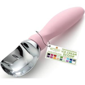 imageSpring Chef Ice Cream Scoop with Soft Grip Handle Professional Heavy Duty Sturdy Scooper Premium Kitchen Tool for Cookie Dough Gelato Sorbet MangoPink Lemonade