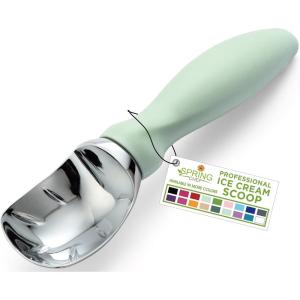 imageSpring Chef Ice Cream Scoop with Soft Grip Handle Professional Heavy Duty Sturdy Scooper Premium Kitchen Tool for Cookie Dough Gelato Sorbet MangoPistachio