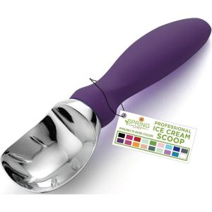 imageSpring Chef Ice Cream Scoop with Soft Grip Handle Professional Heavy Duty Sturdy Scooper Premium Kitchen Tool for Cookie Dough Gelato Sorbet MangoPurple