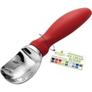 imageSpring Chef Ice Cream Scoop with Soft Grip Handle Professional Heavy Duty Sturdy Scooper Premium Kitchen Tool for Cookie Dough Gelato Sorbet MangoRed