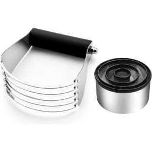 imageSpring Chef Large Dough Blender ampamp Biscuit Cutter Set Heavy Duty Stainless Steel Professional Pastry Cutter Soft Grip BlackDough Blender  Biscuit Cutter