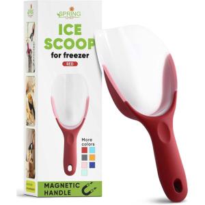 imageSpring Chef Magnetic Ice Scoop for Freezer  BPAFree FlexiPlastic Popcorn Scoop with Soft Grip Handle  Dishwasher Safe Ice Scooper  Kitchen Food Scooper for Flour Grains Candy Pet Food  BlackRed