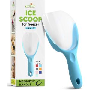 imageSpring Chef Magnetic Ice Scoop for Freezer  BPAFree FlexiPlastic Popcorn Scoop with Soft Grip Handle  Dishwasher Safe Ice Scooper  Kitchen Food Scooper for Flour Grains Candy Pet Food  BlackBlue Aqua Sky
