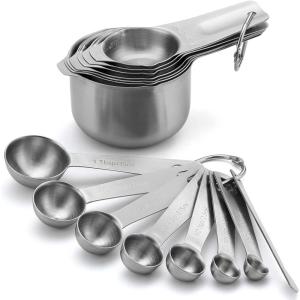 imageSpring Chef Magnetic Measuring Cups ampamp Spoons Set Patent Pending Strong N45 Magnets Heavy Duty Stainless Steel Fits in Spice Jars for Baking ampamp Cooking BPA Free Round Set of 15 with Leveler BlackCups  Spoons  Set of 15
