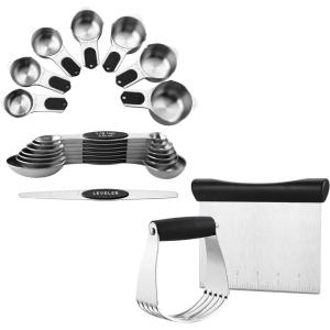 imageSpring Chef Magnetic Measuring Cups ampamp Spoons Set of 15 with Leveler ampamp Stainless Steel Dough Blender ampamp Pastry Cutter Tool  2 Product Bundle  Black