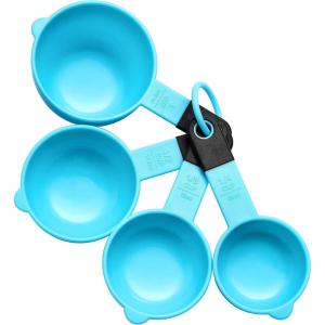 imageSpring Chef Magnetic Measuring Cups and Spoons Set of 9 Nesting Kitchen Tool with Easy to Read Markings for Measuring Dry or Liquid Ingredient BPA Free BlackBlue Aqua Sky