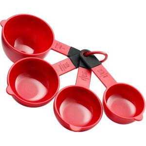 imageSpring Chef Magnetic Measuring Cups and Spoons Set of 9 Nesting Kitchen Tool with Easy to Read Markings for Measuring Dry or Liquid Ingredient BPA Free BlackRed