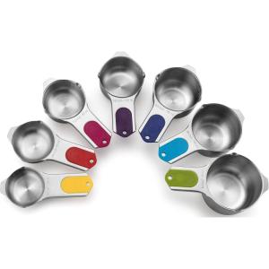 imageSpring Chef Magnetic Stainless Steel Measuring Cups Patent Pending Kitchen Tools with Easy to Read Markings for Measuring Dry or Liquid Ingredients Set of 7 BlackMulticolor