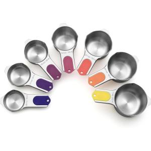 imageSpring Chef Magnetic Stainless Steel Measuring Cups Patent Pending Kitchen Tools with Easy to Read Markings for Measuring Dry or Liquid Ingredients Set of 7 BlackMountain Sunrise