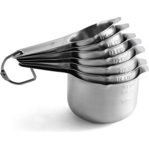 imageSpring Chef Magnetic Stainless Steel Measuring Cups Patent Pending Kitchen Tools with Easy to Read Markings for Measuring Dry or Liquid Ingredients Set of 7 BlackStainless Steel