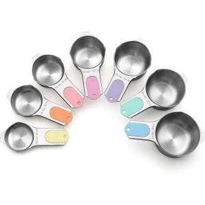 imageSpring Chef Magnetic Stainless Steel Measuring Cups Patent Pending Kitchen Tools with Easy to Read Markings for Measuring Dry or Liquid Ingredients Set of 7 BlackPastel