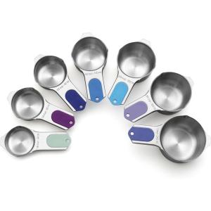 imageSpring Chef Magnetic Stainless Steel Measuring Cups Patent Pending Kitchen Tools with Easy to Read Markings for Measuring Dry or Liquid Ingredients Set of 7 BlackWinter Frost