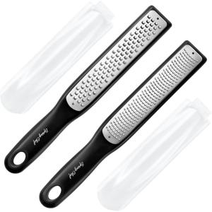imageSpring Chef Premium Lemon Zester Grater with Handle  Fruits Garlic Chocolate Nutmeg Ginger Grater  Heavy Duty Kitchen Tool  Stainless Steel Citrus Zester with Blade Cover  Fine Shred BlackBlack
