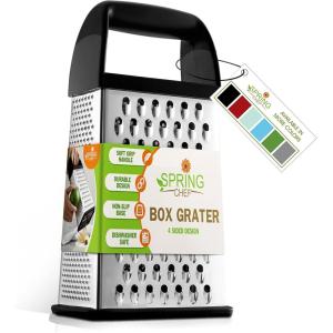 imageSpring Chef Professional 10quot Stainless Steel Parmesan Cheese Grater with Handle 4 Sided Handheld Box Grater Kitchen Potato Shredder for Hash Browns Hard Cheese Ginger Vegetables Carrot  MintBlack