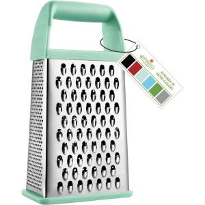 imageSpring Chef Professional 10quot Stainless Steel Parmesan Cheese Grater with Handle 4 Sided Handheld Box Grater Kitchen Potato Shredder for Hash Browns Hard Cheese Ginger Vegetables Carrot  MintMint