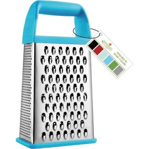 imageSpring Chef Professional 10quot Stainless Steel Parmesan Cheese Grater with Handle 4 Sided Handheld Box Grater Kitchen Potato Shredder for Hash Browns Hard Cheese Ginger Vegetables Carrot  MintBlue Aqua Sky