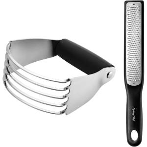 imageSpring Chef Professional Medium Dough Blender ampamp Premium Handheld ZesterFine Grater  2 Product Bundle  Black
