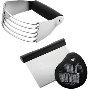 imageSpring Chef Professional Medium Dough Blender ampamp Stainless Steel Bench Scraper With Bonus Bowl Scraper  2 Product Bundle  Black