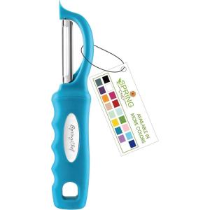 imageSpring Chef Professional Red Swivel Vegetable Peeler for Kitchen Stainless Steel Potato Peelers with Soft Grip Handle Perfect for Peeling Apple Veggie Fruit Carrot Dishwasher Safe  Set of 2Teal
