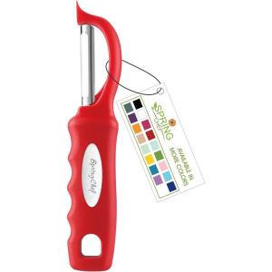 imageSpring Chef Professional Red Swivel Vegetable Peeler for Kitchen Stainless Steel Potato Peelers with Soft Grip Handle Perfect for Peeling Apple Veggie Fruit Carrot Dishwasher Safe  Set of 2Red