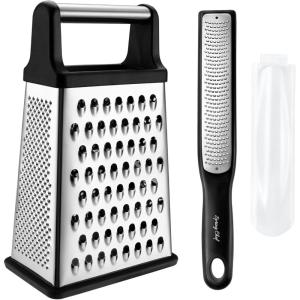 imageSpring Chef Professional XL Box Grater ampamp Zester Fine Grater  2 Product Bundle  Black