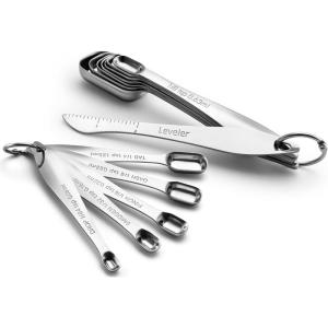 imageSpring Chef Stainless Steel Measuring Spoons Set of 7 with Leveler Rectangular Metal Teaspoon ampamp Tablespoon Measuring Spoons for Dry ampamp Liquid Ingredients  Nesting Kitchen Gadgets For Baking ampamp CookingSpoons  Set of 13