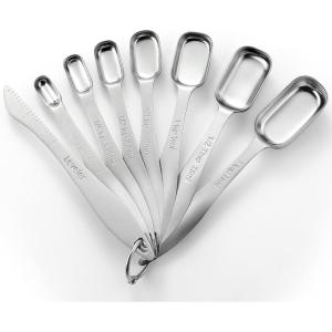 imageSpring Chef Stainless Steel Measuring Spoons Set of 7 with Leveler Rectangular Metal Teaspoon ampamp Tablespoon Measuring Spoons for Dry ampamp Liquid Ingredients  Nesting Kitchen Gadgets For Baking ampamp CookingSpoons  Set of 8