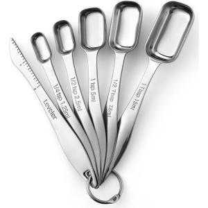 imageSpring Chef Stainless Steel Measuring Spoons Set of 7 with Leveler Rectangular Metal Teaspoon ampamp Tablespoon Measuring Spoons for Dry ampamp Liquid Ingredients  Nesting Kitchen Gadgets For Baking ampamp CookingSpoons  Set of 6
