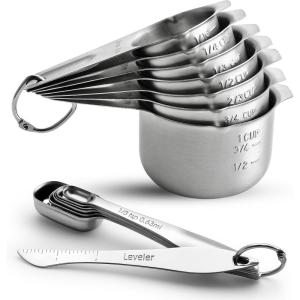 imageSpring Chef Stainless Steel Measuring Spoons Set of 7 with Leveler Rectangular Metal Teaspoon ampamp Tablespoon Measuring Spoons for Dry ampamp Liquid Ingredients  Nesting Kitchen Gadgets For Baking ampamp CookingCups  Spoons  Set of 14