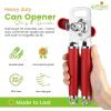 imageSpring Chef Stainless Steel Can Opener  Manual with Soft Grip Handles Easy Turn Heavy Duty Hand Can Opener for Seniors with Smooth Edge  Builtin Magnetic Lid Remover  MintRed