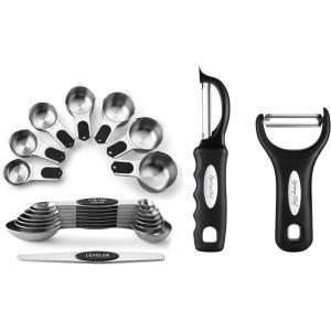 imageSpring Chef Magnetic Measuring Cups ampamp Spoons Set of 15 with Leveler ampamp Swivel Vegetable Peeler ampamp Y Peeler with Sharp Stainless Steel Blades  4 Product Bundle  Black