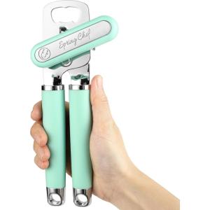 imageSpring Chef Stainless Steel Can Opener  Manual with Soft Grip Handles Easy Turn Heavy Duty Hand Can Opener for Seniors with Smooth Edge  Builtin Magnetic Lid Remover  MintMint