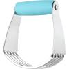 imageSpring Chef Dough Blender Top Professional Pastry Cutter with Heavy Duty Stainless Steel Blades Medium Size BlackBlue Aqua Sky